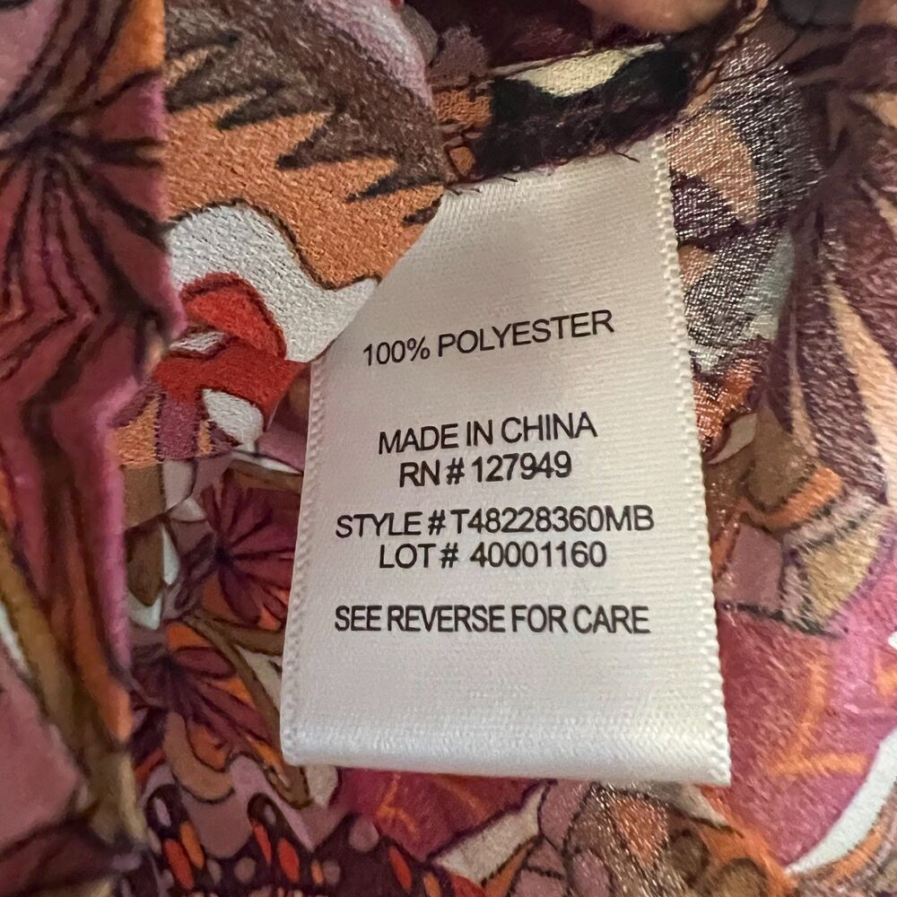 Floral & Ivy Pleated Belted Mixed Print Blouse drape flowy long sleeve Small - Picture 6 of 11